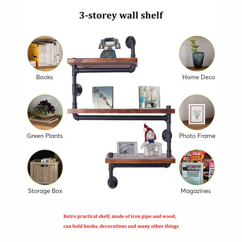 Retro Industrial Style Water Pipe Iron Shelves