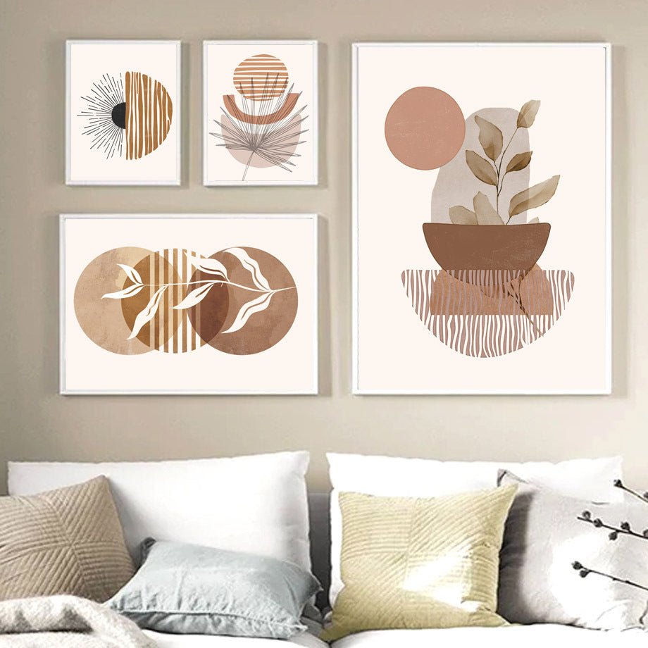 Line Leaves Geometric Abstract Boho