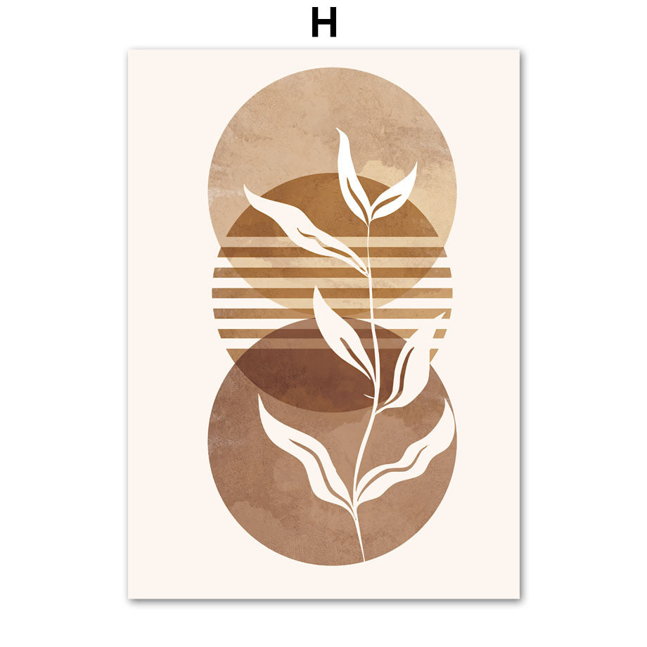 Line Leaves Geometric Abstract Boho