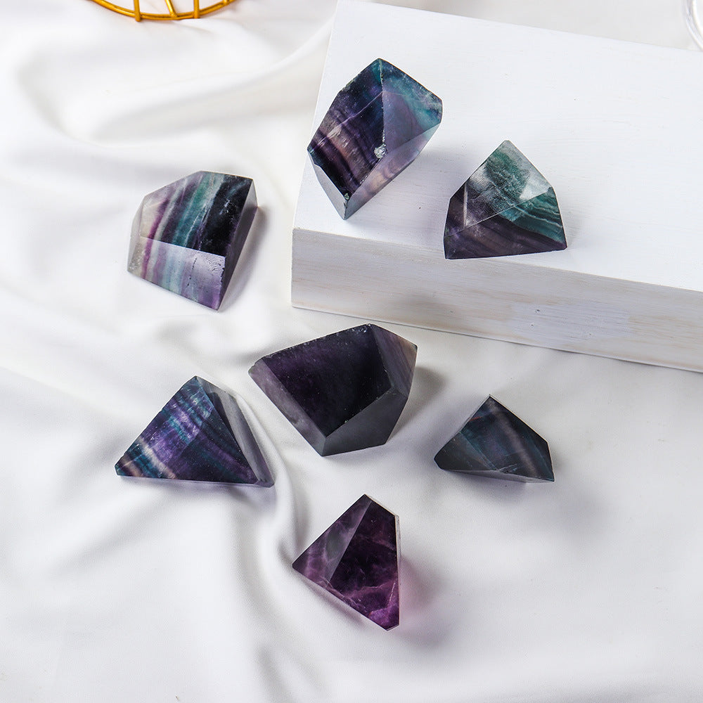 Rainbow Fluorite Polyhedron Ornament Crystal