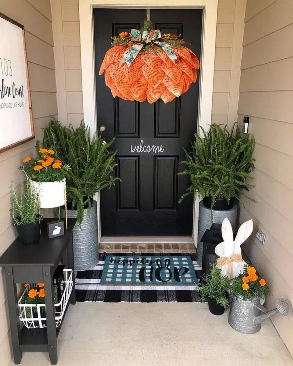 Pumpkin Wreath Front Door Decor