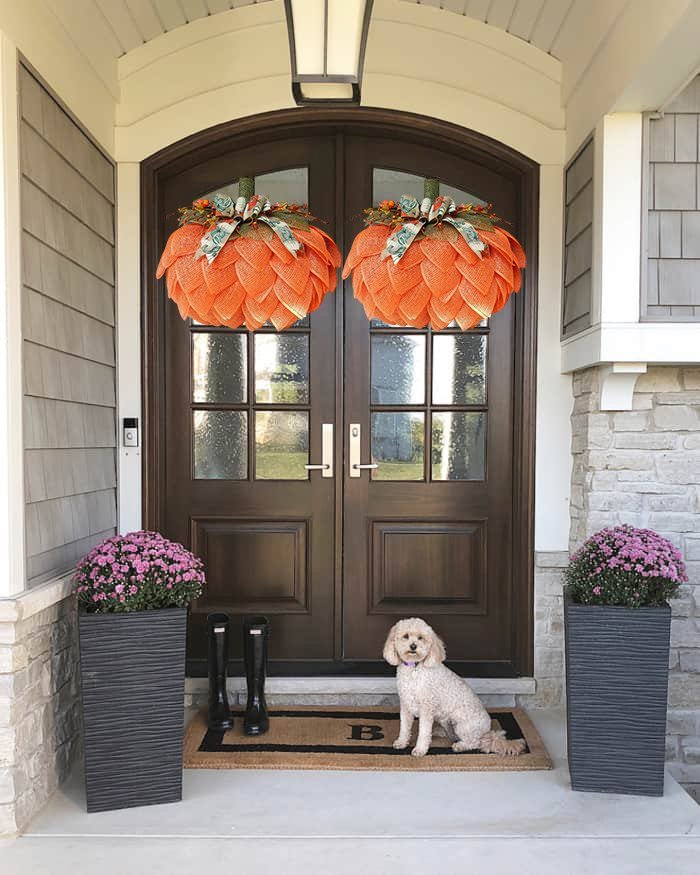 Pumpkin Wreath Front Door Decor